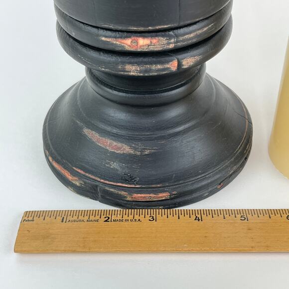 Pillar Candle Holder Black Distressed Chunky - Picture 8 of 8